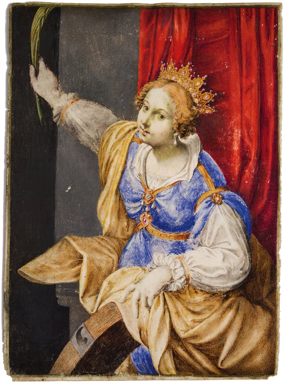 Artemisia Gentileschi jako Święta Katarzyna Aleksandryjska, połowa XVII w. autorstwa Maddalena Corvina