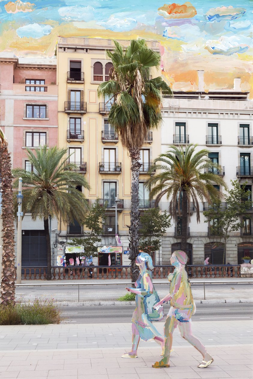 Barcelona (farba akrylowa na archiwalnym druku pigmentowym) autorstwa Madeleine Gross