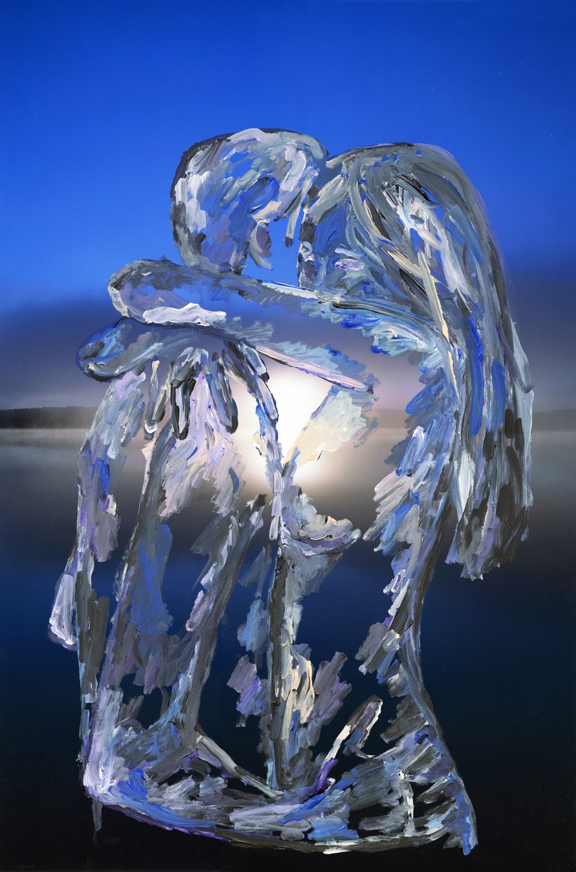 Blue Lovers, 2022 (farba akrylowa na archiwalnym druku pigmentowym) autorstwa Madeleine Gross