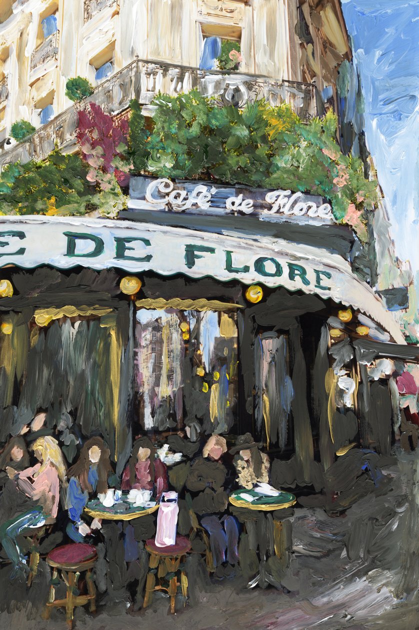 Café De Flore, 2019 (farba akrylowa na archiwalnym druku pigmentowym) autorstwa Madeleine Gross