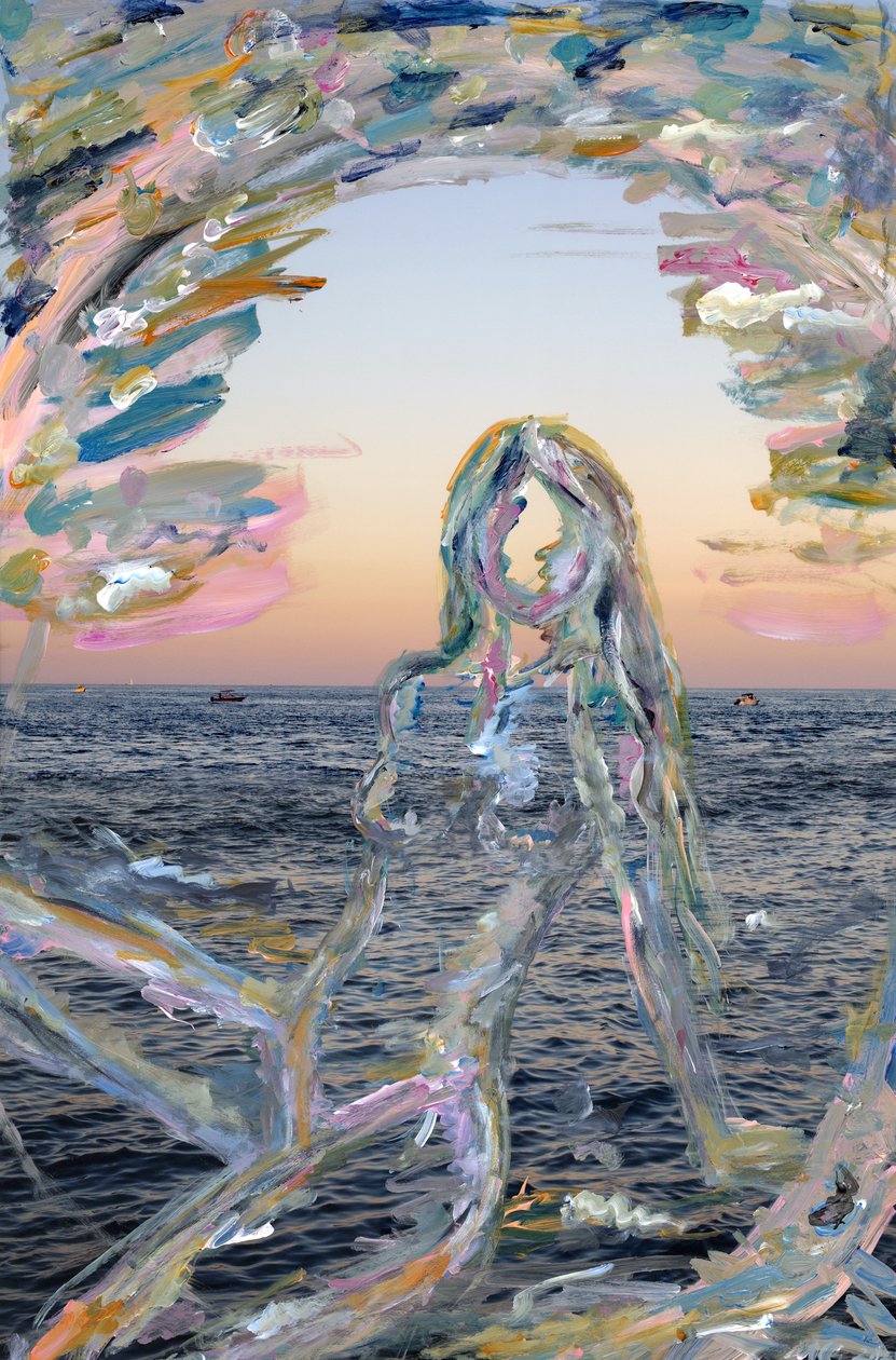 Sylwetka Miami Sunset, 2021 (farba akrylowa na archiwalnym druku pigmentowym) autorstwa Madeleine Gross