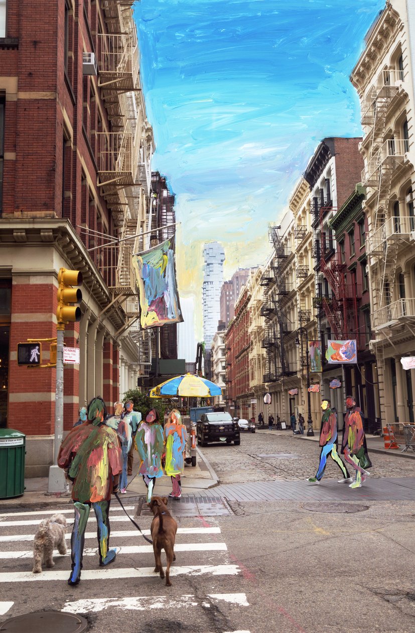 Soho maj 2019 (farba akrylowa na archiwalnym druku pigmentowym) autorstwa Madeleine Gross