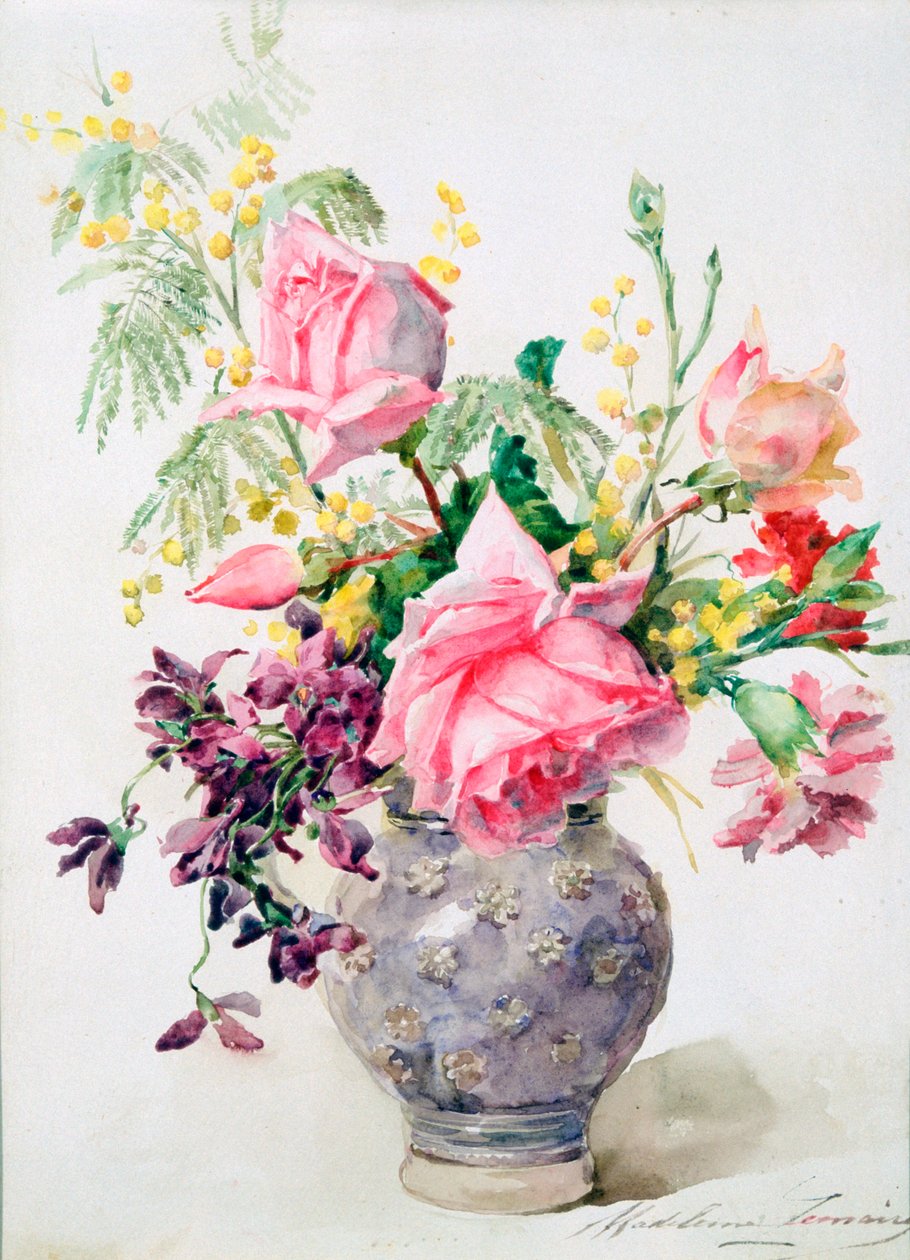Wazon róż, c1865-1928 autorstwa Madeleine Jeanne Lemaire