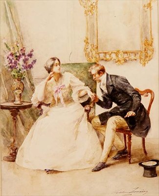 Zalotnik (akwarela na papierze) autorstwa Madeleine Lemaire