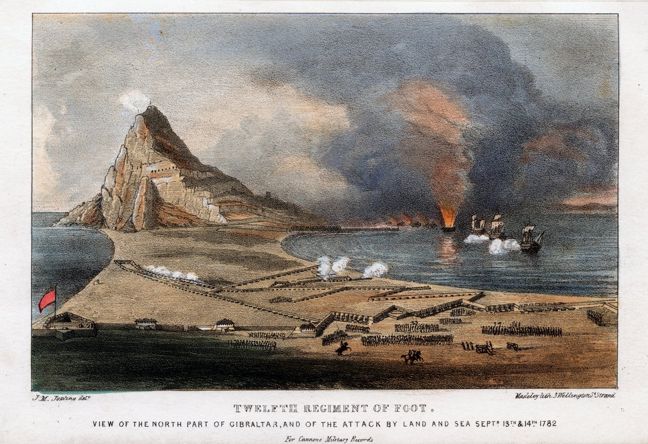 Dwunasty Pułk Piechoty, północna część Gibraltaru, 13 i 14 września 1782 r. autorstwa Madeley