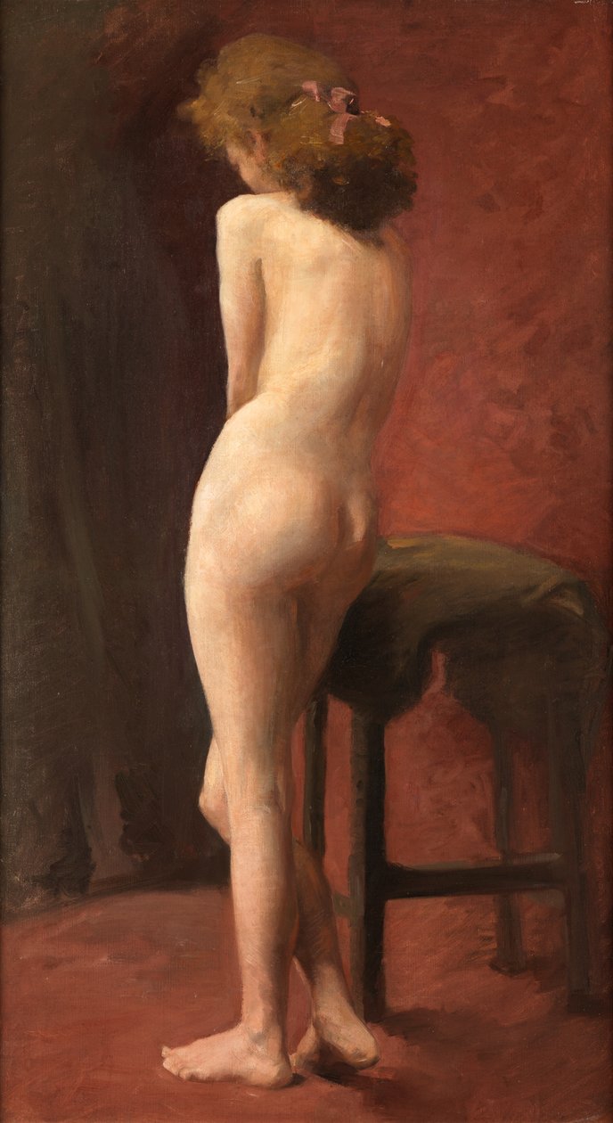 Studio Akt w Czerwieni (olej na płótnie) autorstwa Madeline Emily Green