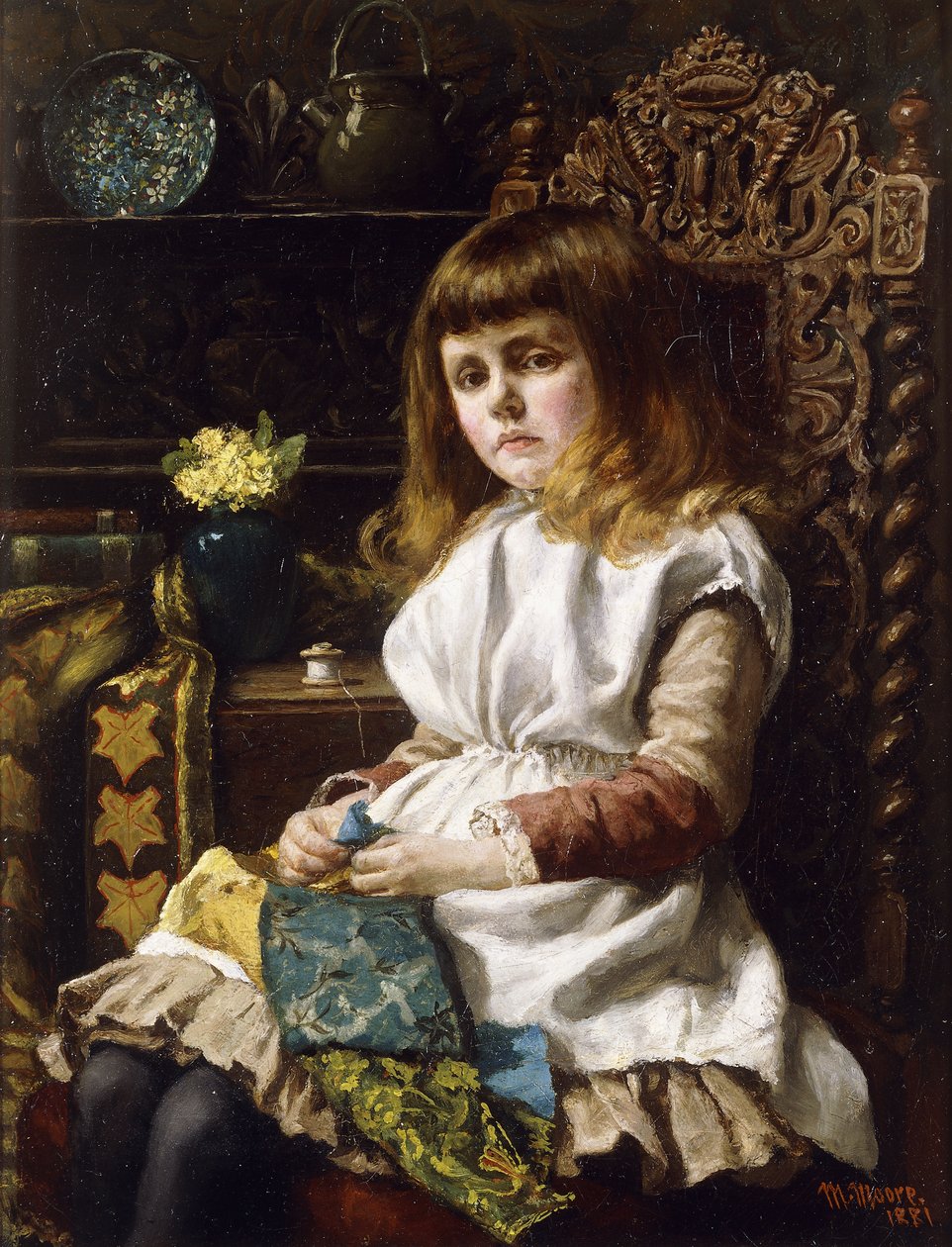Zmęczone palce, 1881 autorstwa Madena Moore