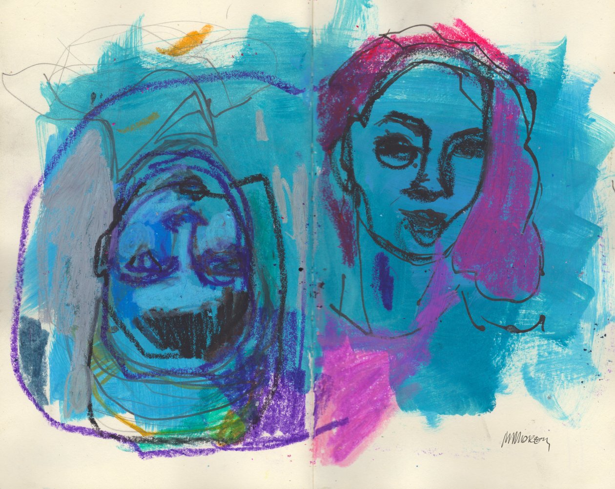 Szkicownik 36, 2025 (tempera, węgiel na papierze) autorstwa Madgalena Morey