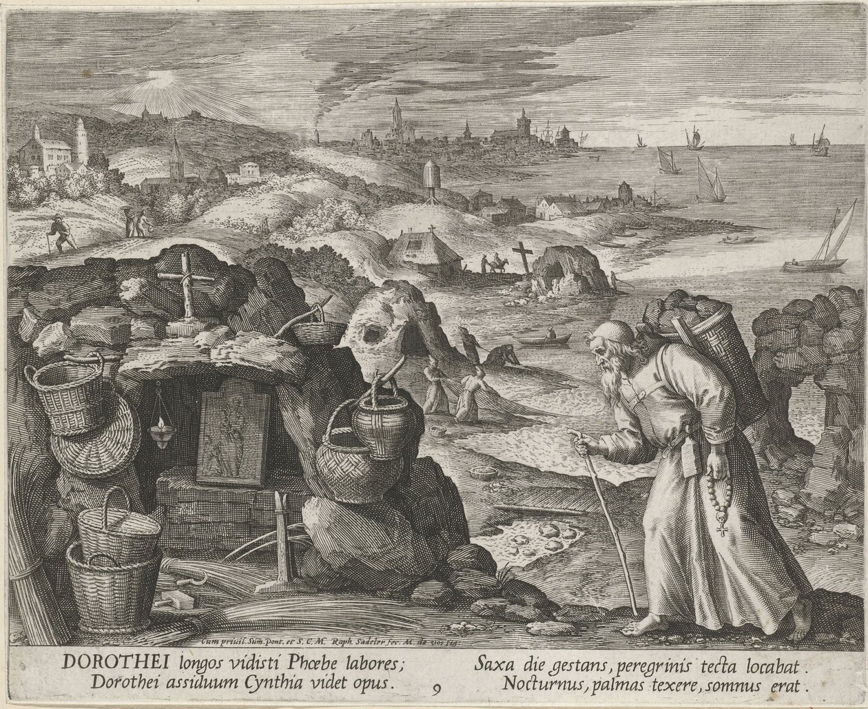 Św. Doroteusz z Gazy jako pustelnik, 1600 r. autorstwa Maerten Vos de
