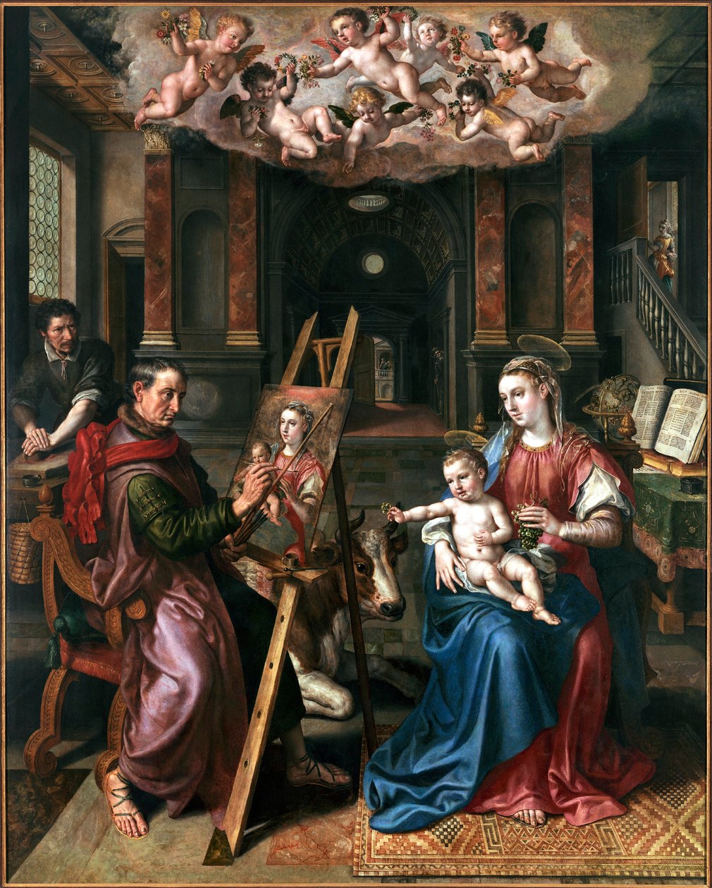 Św. Łukasz rysujący Dziewicę, 1602. autorstwa Maerten Vos de