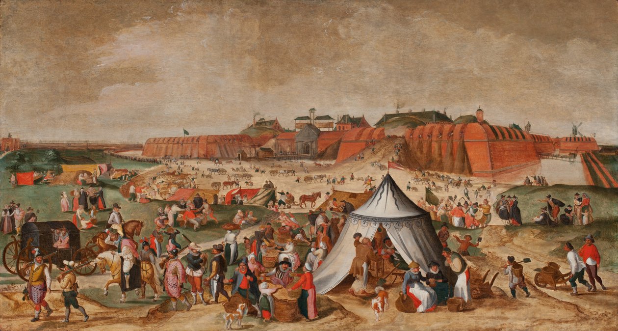 Rozbiórka cytadeli w Antwerpii, koniec XVI wieku (olej na desce) autorstwa Maerten van Cleve