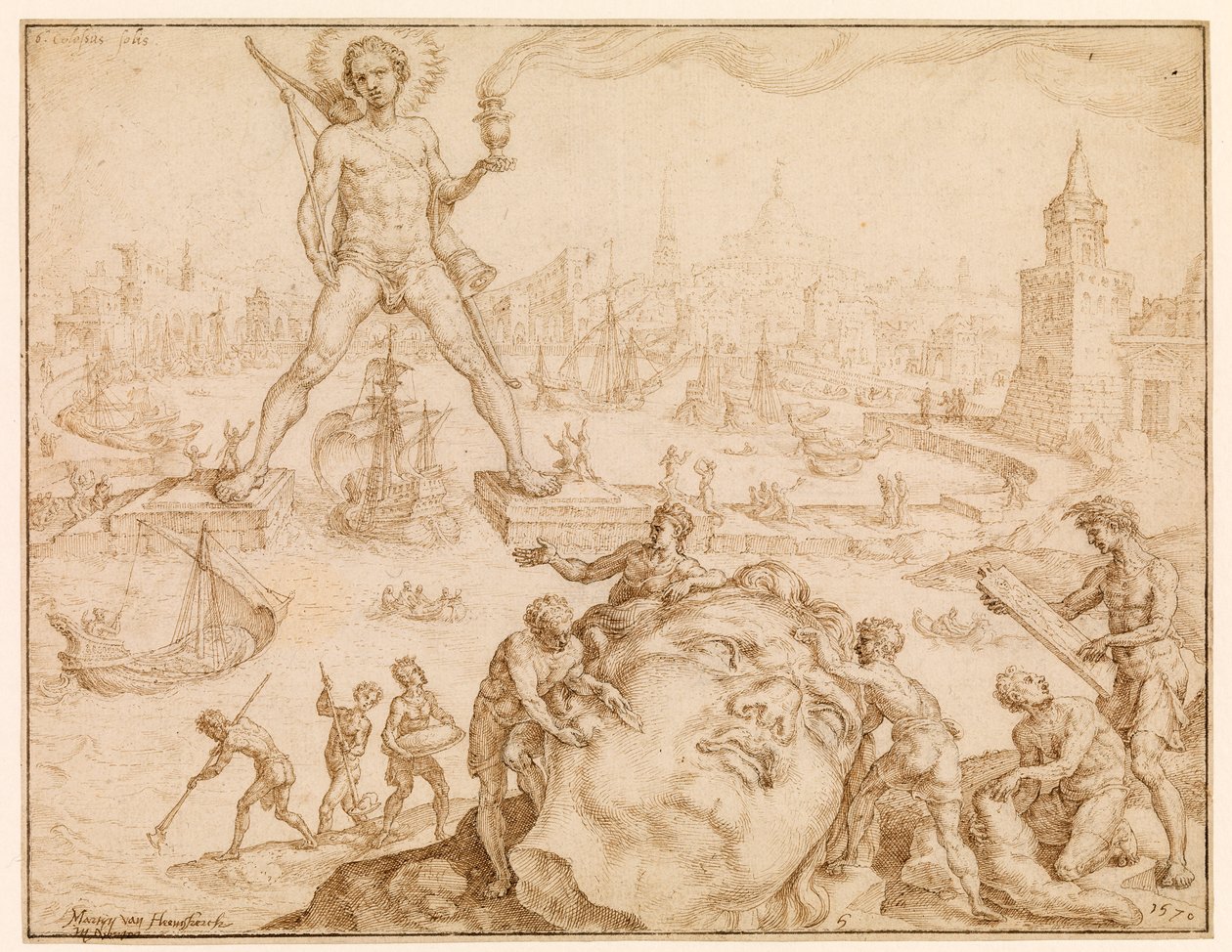 Kolos z Rodos, 1570 autorstwa Maerten van Heemskerck
