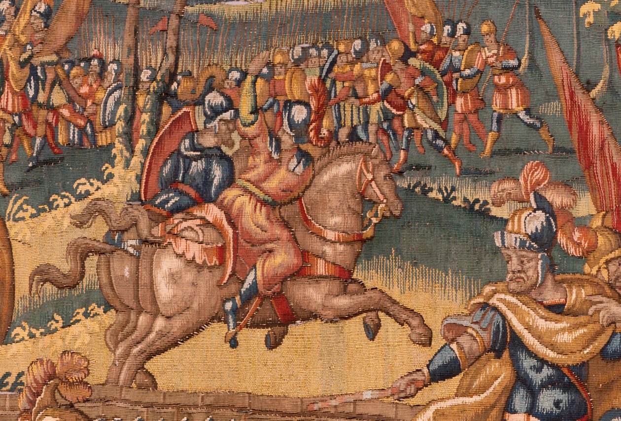 Muzeum Diecezjalne. Flamandzki gobelin. Bruksela. Atelier Francois Geubels. Seria Historia Gideona. Wojownicy są wybrani. Jedwab i wełna. Zapis biskupa Vicente Roca de la Serna. Barokowy. 1534-1571, w c autorstwa Maerten van Heemskerck