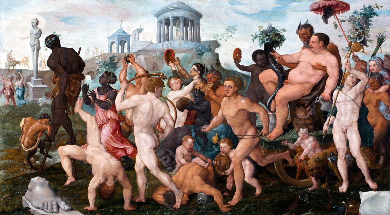 La procession triomphale de Bacchus - Triumfalna procesja Bachusa autorstwa Heemskercka, Maartena Jacobsza, van (1498-1574). Olej na drewnie, rozmiar : 50x91 autorstwa Maerten van Heemskerck