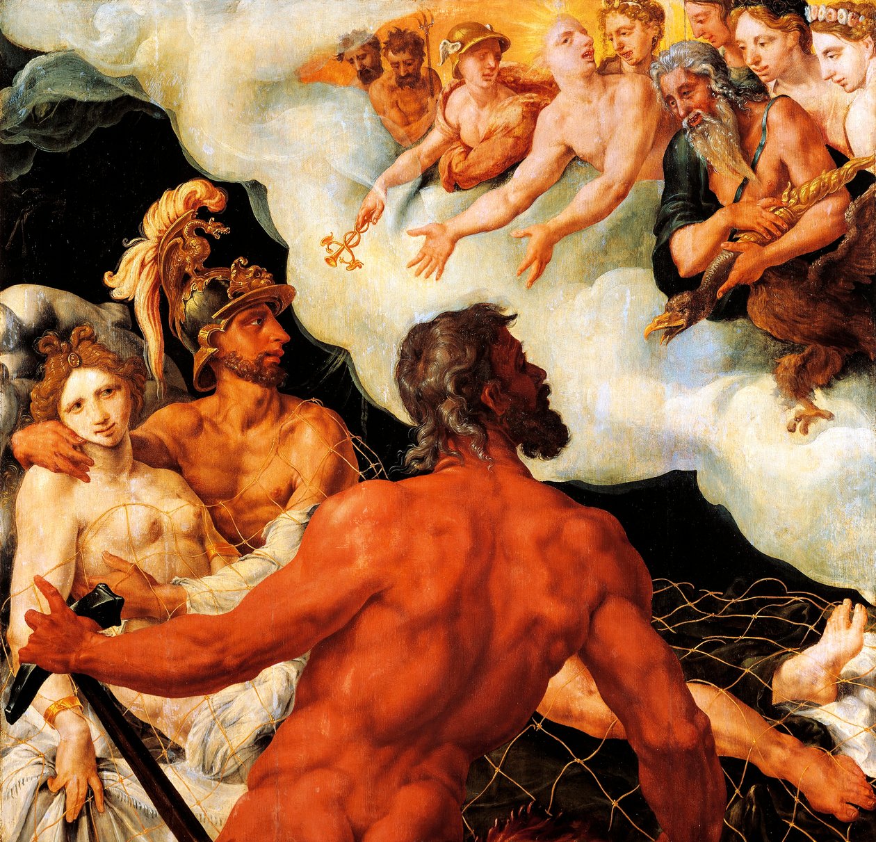 Mars i Wenus uwięzione w sieci Wulkana autorstwa Maerten van Heemskerck