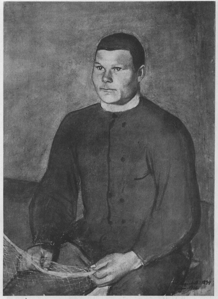 Mężczyzna dziewiarskich sieci. Opis według źródeł autorstwa Magnus Enckell