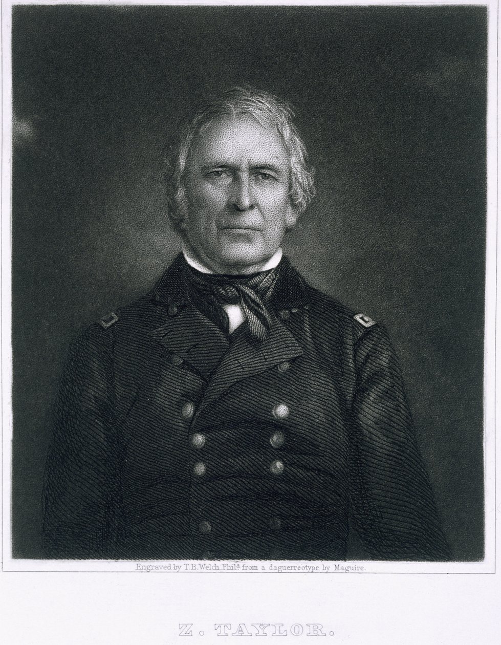 Zachary Taylor, ryty według dagerotypu Thomasa B. Welcha (1814-74) autorstwa Maguire