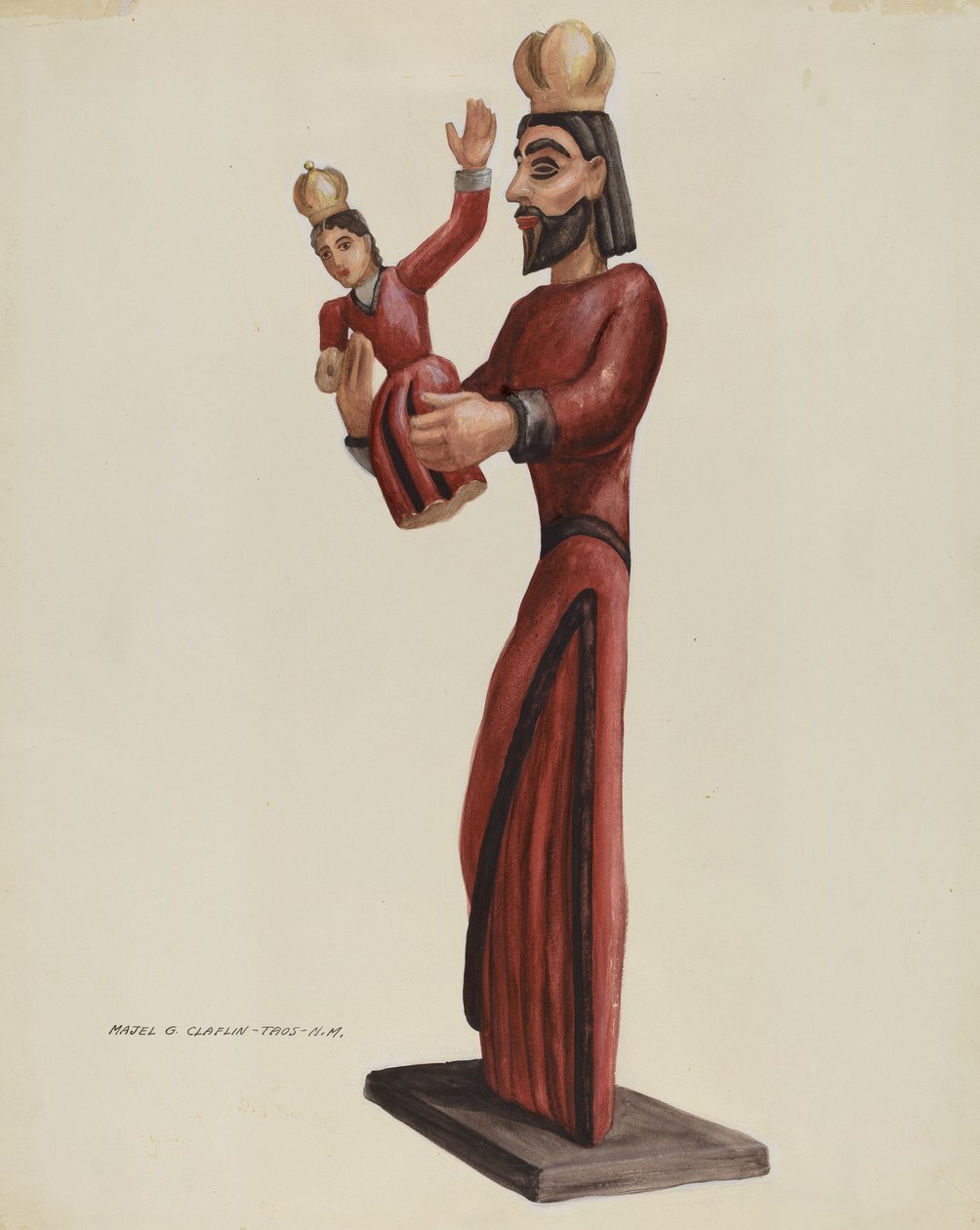 Rzeźbione i malowane Santo-San Jose, c. 1937. autorstwa Majel G. Claflin