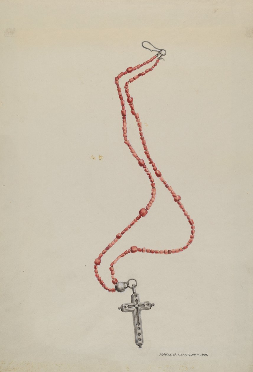 Koralowe Koraliki i Krucyfiks, c. 1937. autorstwa Majel G. Claflin