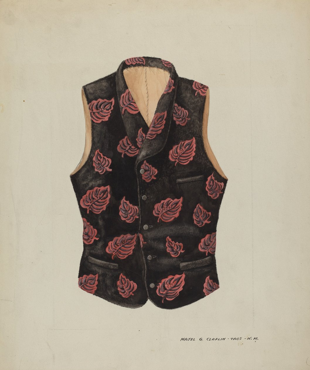 Haftowana kamizelka aksamitna, ok. 1900 r. 1937. autorstwa Majel G. Claflin