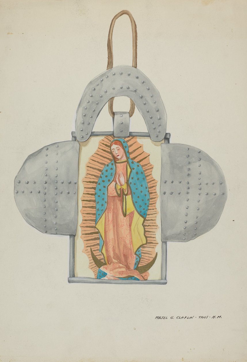 Ręcznie rysowana Guadalupe w formie cyny, ok. 1900 r. 1937. autorstwa Majel G. Claflin