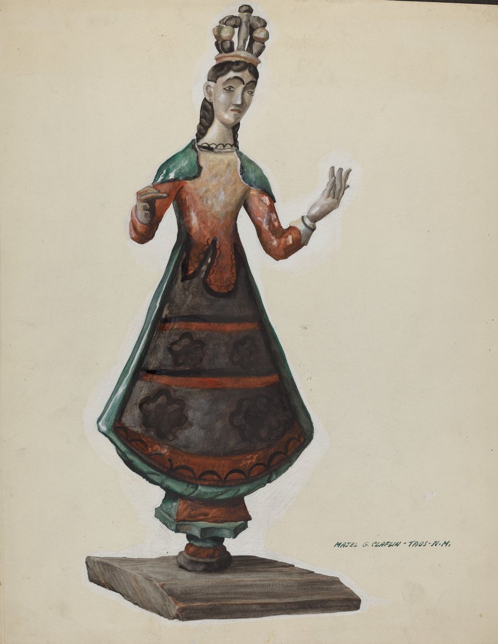 Duża Malowana Drewniana Św. 1937. autorstwa Majel G. Claflin