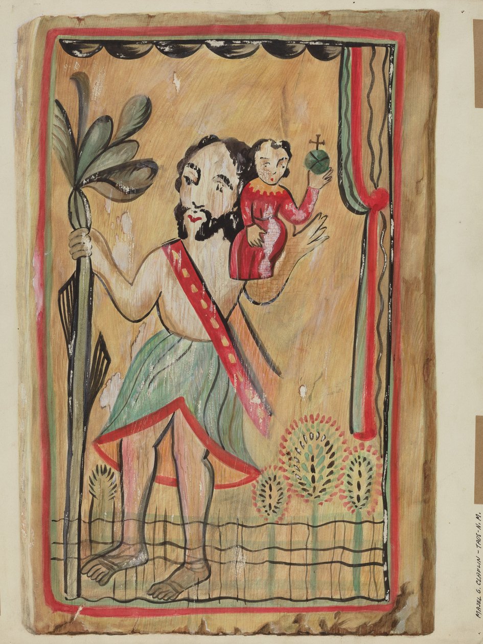 Retablo - San Christopher autorstwa Majel G. Claflin