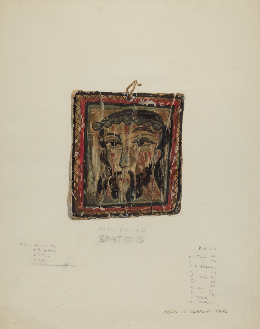 Mała Głowa Christo - Retablo, ok. 1900 r. 1940. autorstwa Majel G. Claflin