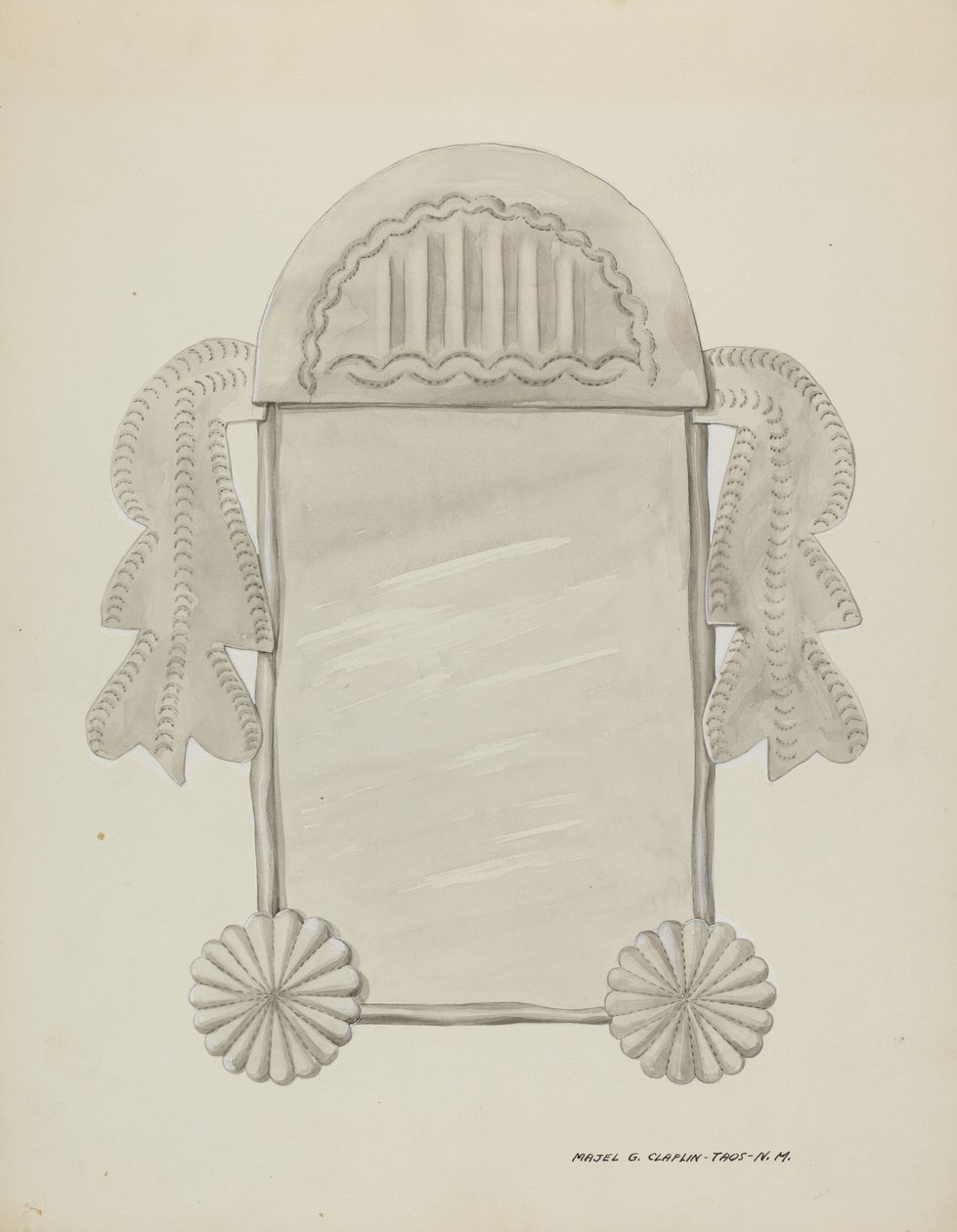 Małe lusterko w oprawie z cyny, ok. 1900 r. 1937. autorstwa Majel G. Claflin