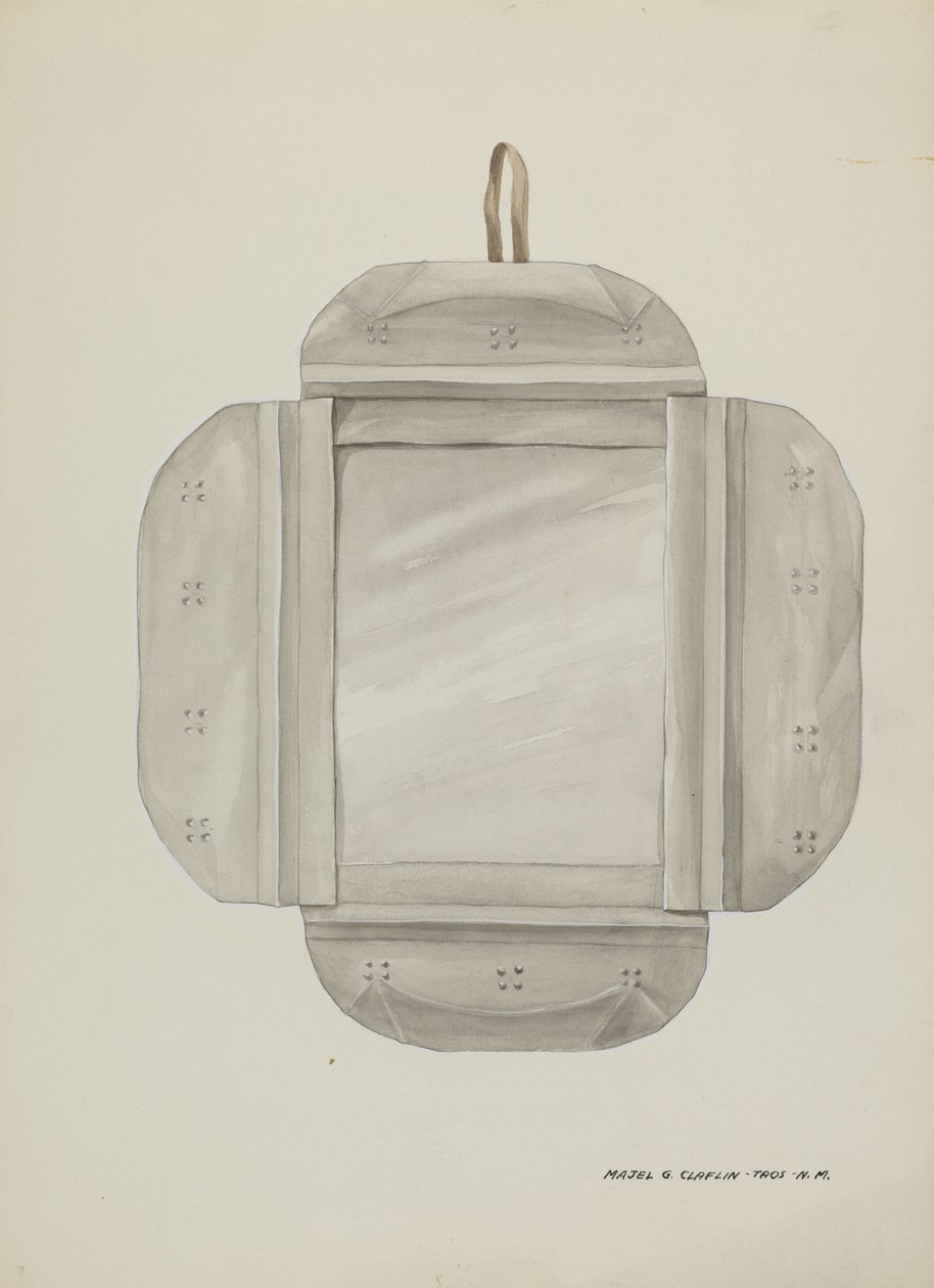 blaszana rama lustra, c. 1937. autorstwa Majel G. Claflin