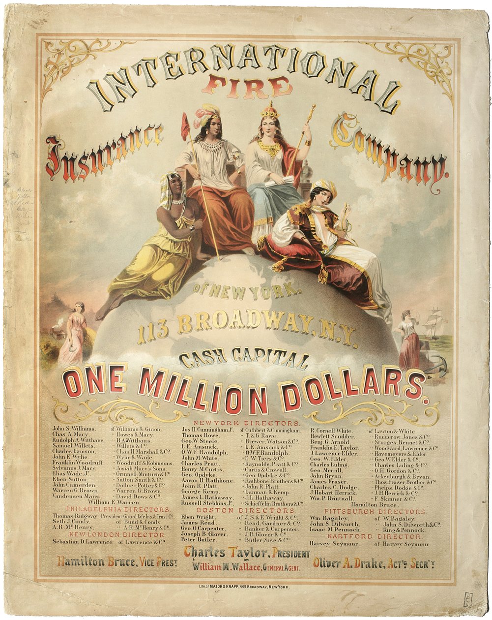 International Fire Insurance Company w Nowym Jorku (litografia) autorstwa Major and Knapp Sarony