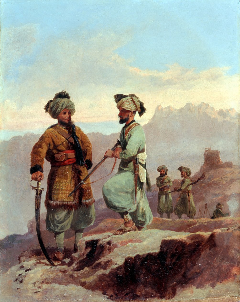 Pikieta, 20 Pułk Pendżabu Native Piechoty Bengalskiej, North West Frontier, c.1868 autorstwa Major General Walter Fane