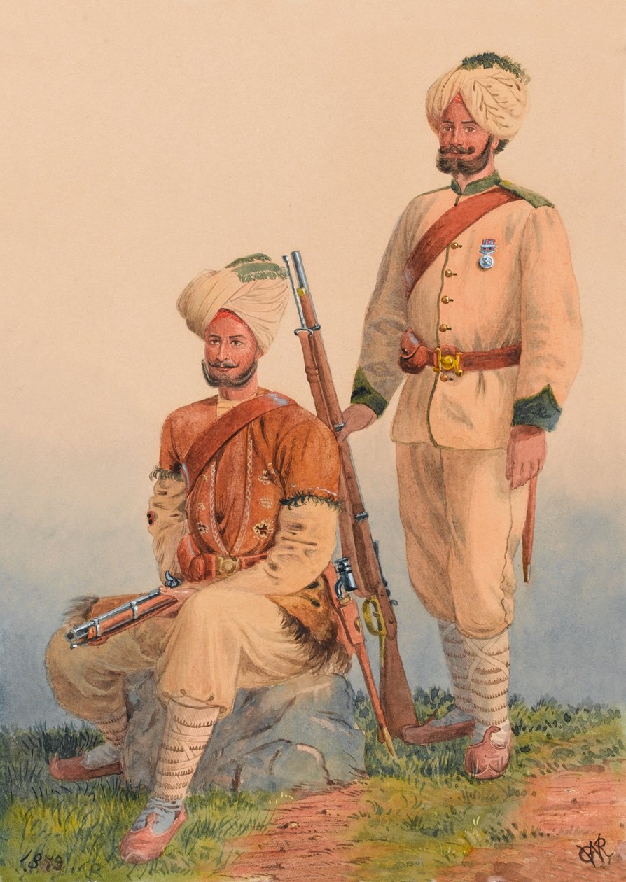 Sikhijscy sanitariusze generała Robertsa, Dewa Singh i Dehan Singh, 3. Oddział Frontierski w Pendżabie autorstwa Major General R.G. Woodthorpe