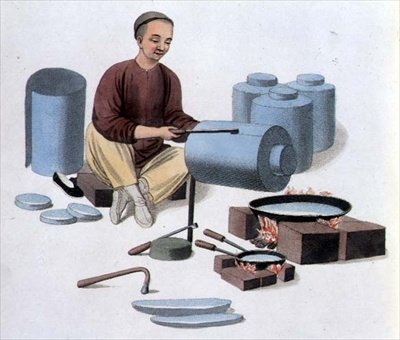 Wytwórca kanistrów, płyta 53 z „The Costumes of China”, grawer J. Dadley autorstwa Major George Henry Mason