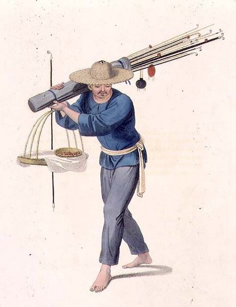 Sprzedawca fajek, płyta 12 z filmu „The Costume of China”, grawerowana przez J. Dadley autorstwa Major George Henry Mason