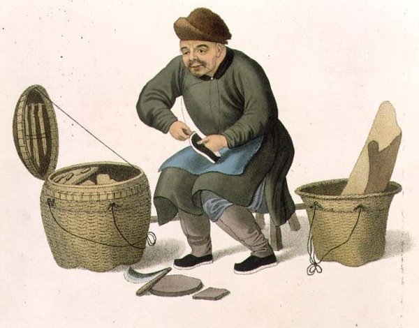 Szewc, płyta 47 z „The Costumes of China”, grawer J. Dadley autorstwa Major George Henry Mason
