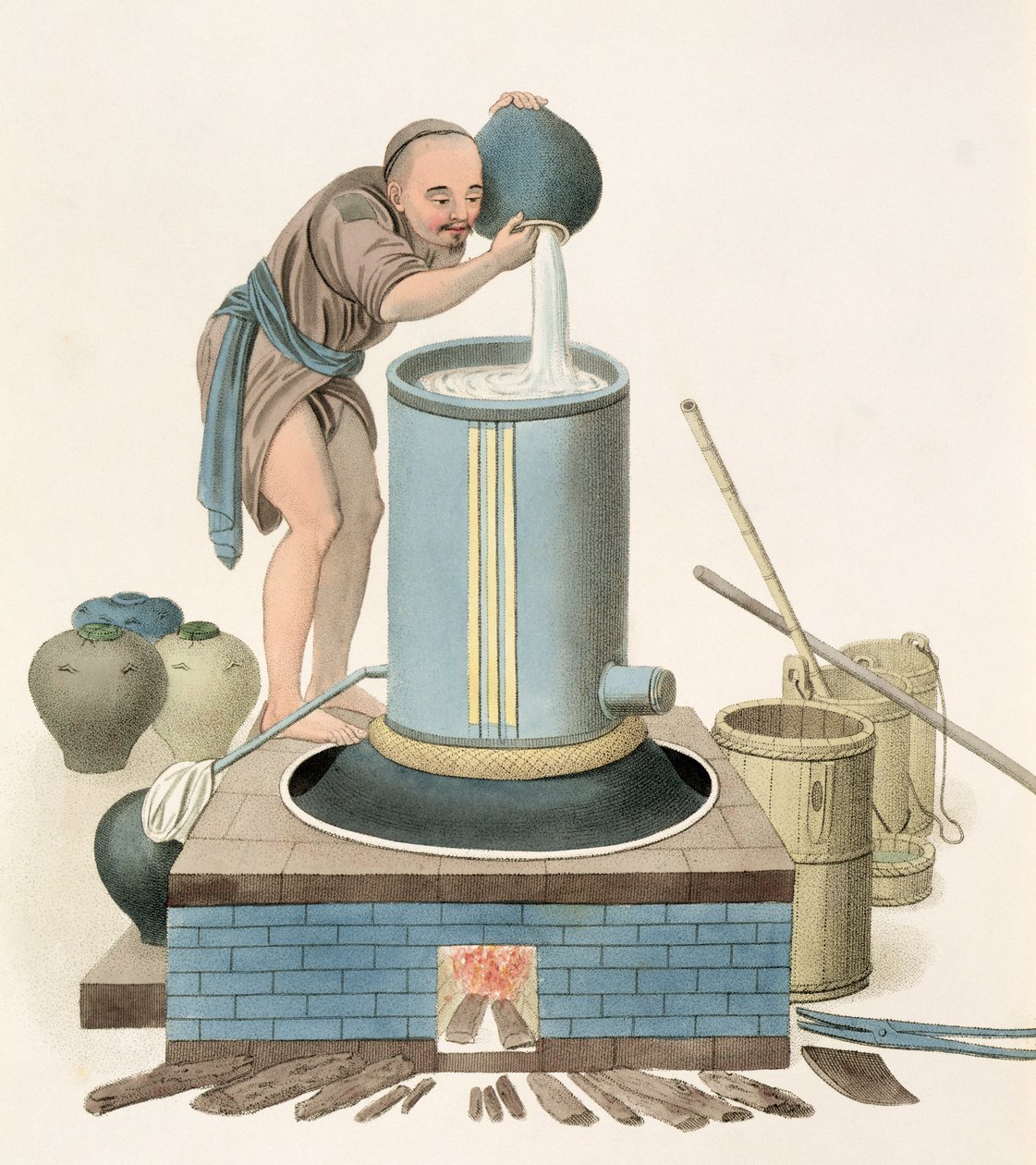 Destylator, tablica 24 z "The Costume of China", wyryta przez J. Dadleya, 1800 r. autorstwa Major George Henry Mason