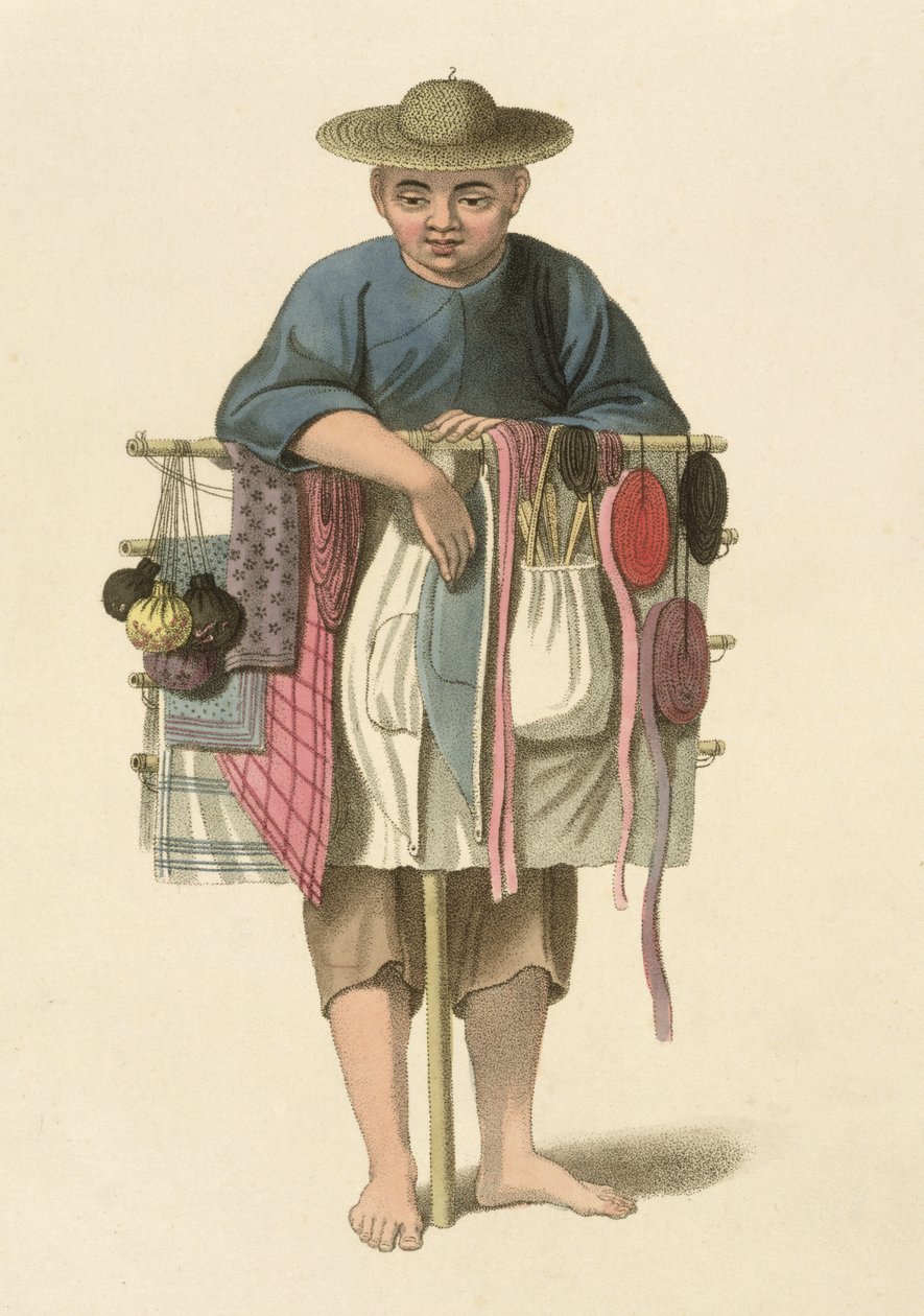 Pedlar, płyta 17 z „The Costume of China”, grawer J. Dadley, 1800 autorstwa Major George Henry Mason
