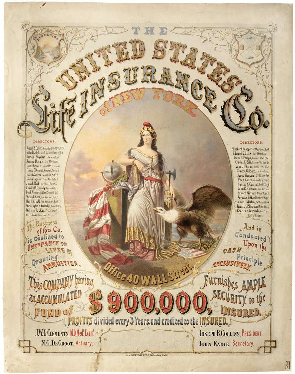 United States Life Insurance Co. of New York, (litografia) autorstwa Major and Knapp Sarony