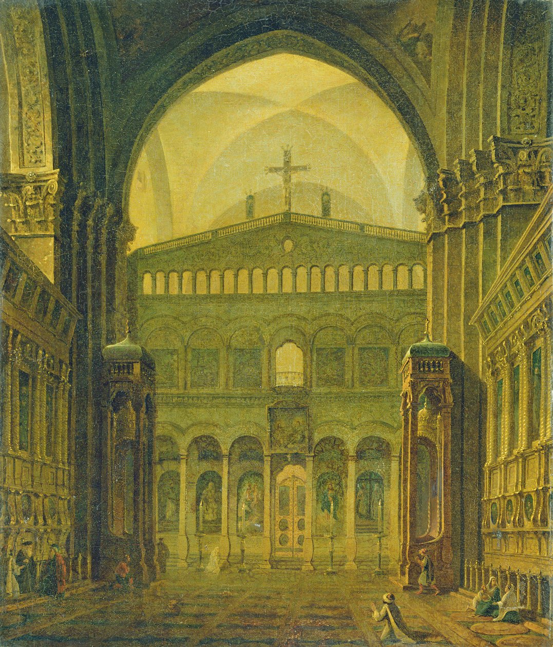 Wewnętrzny widok świątyni w Jerozolimie, 1821 autorstwa Maksim Nikiforovich Vorobiev