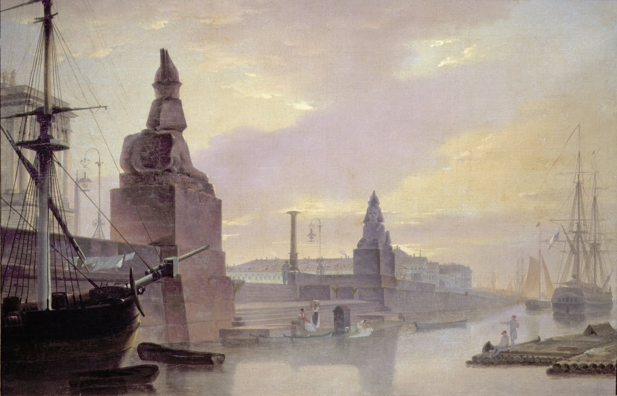 Wał Newski przy Akademii Sztuk Pięknych, 1835 autorstwa Maksim Nikiforovich Vorobiev