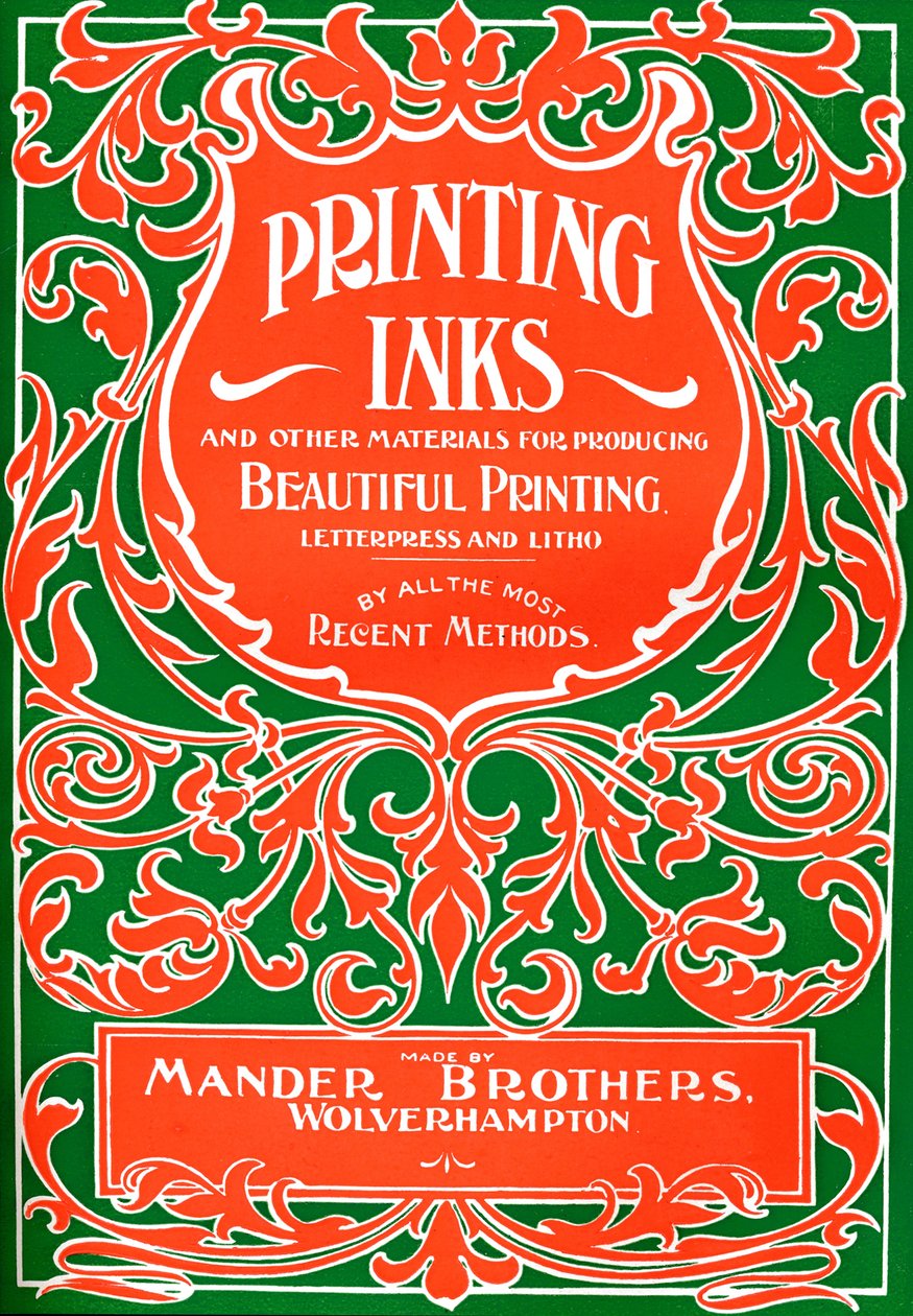 Farby drukarskie i inne materiały do produkcji pięknego druku - reklama, 1916 autorstwa Mander Brothers