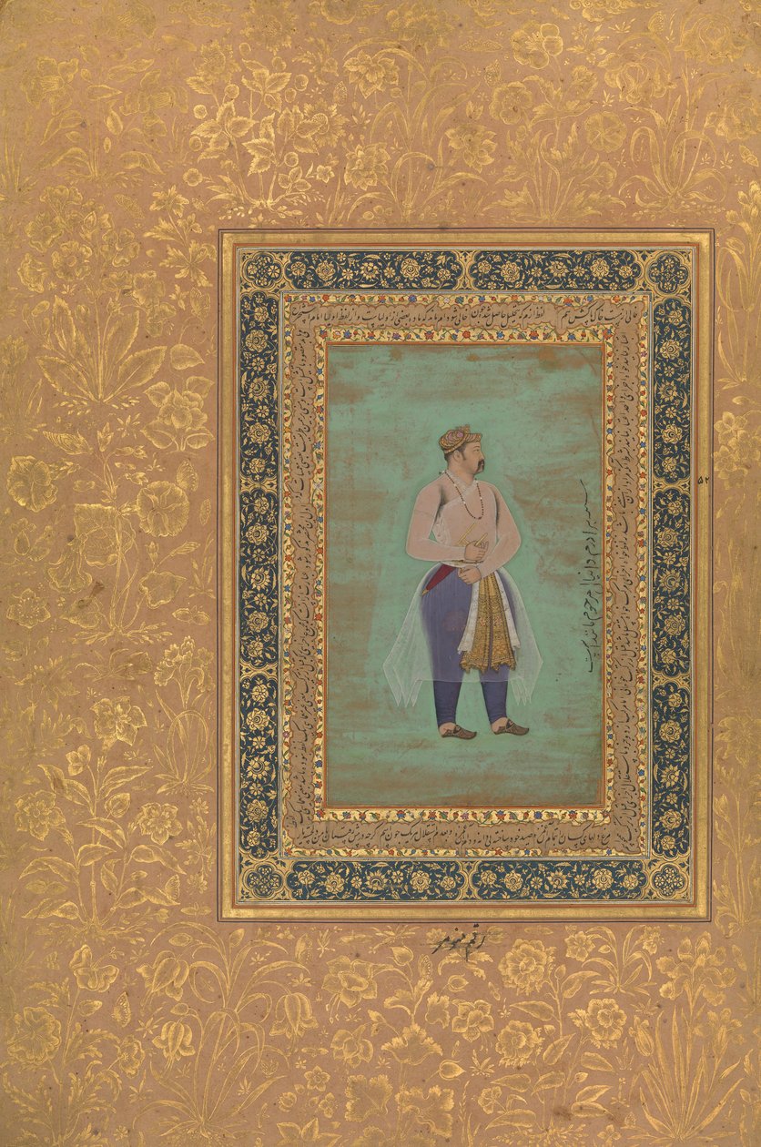 na odwrocie: portret księcia Danyala, folio z albumu Szahdżahan, na odwrocie: koniec XVI wieku. autorstwa Manohar