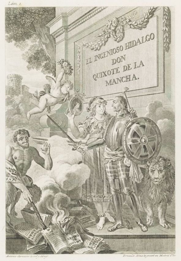 Portret Miguela de Cervantesa Saavedry frontyspis z serii El Ingenioso Hidalgo Don Kichot de la Mancha autorstwa Manuel Salvador Carmona