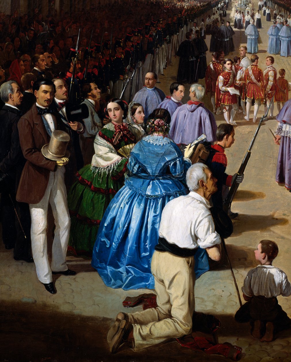 Procesja Bożego Ciała w Sewilli w 1857 r., obraz Manuel Cabral Aguado Bejarano (1828-1891), detal, Hiszpania autorstwa Manuel Cabral y Aguado Bejarano