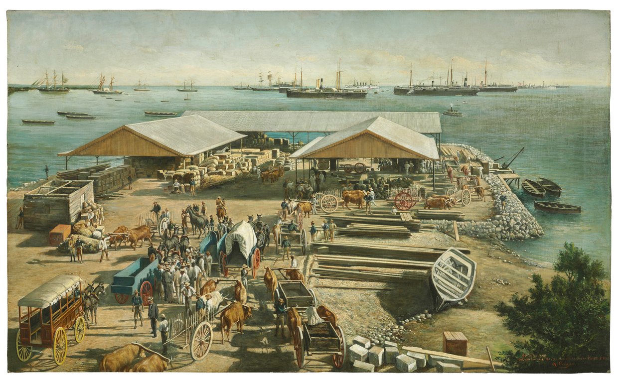 Wyokrętowanie Amerykanina w Ponce, Portoryko, 27 lipca 1898 r. autorstwa Manuel Cuyàs Agulló