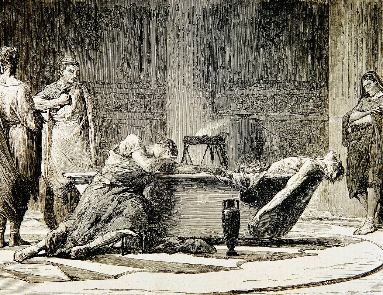 Śmierć Seneki (rycina) autorstwa Manuel Domínguez Sánchez