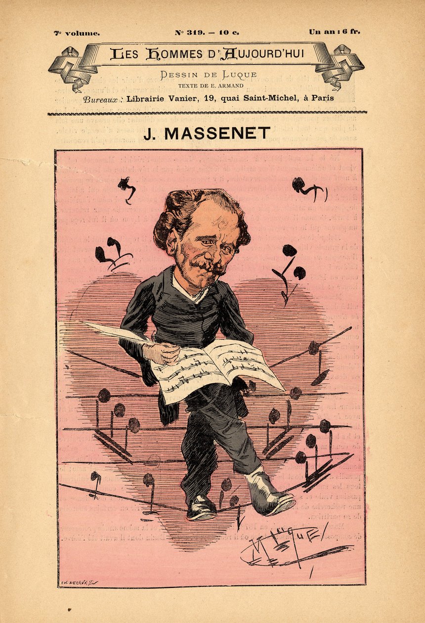 Okładka The Men of Today, nr 319, ilustracja Manuel Luque (1854-1919): Muzyka - Massenet Jules (1842-1912) autorstwa Manuel Luque