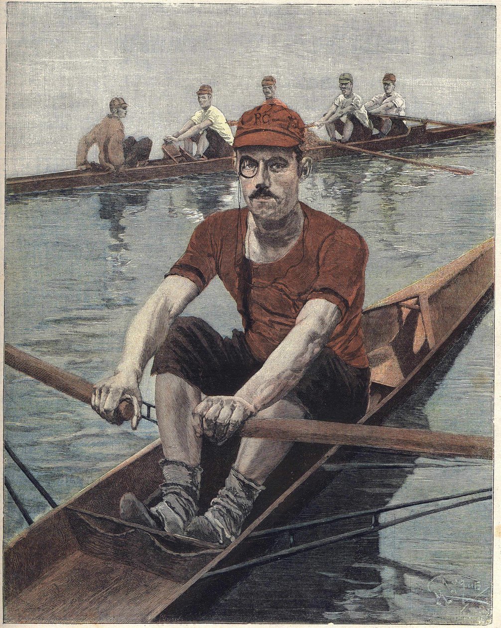Wyścig wioślarski, we Francji Ilustracja Luque, z francuskiej gazety Le soleil du dimanche autorstwa Manuel Luque