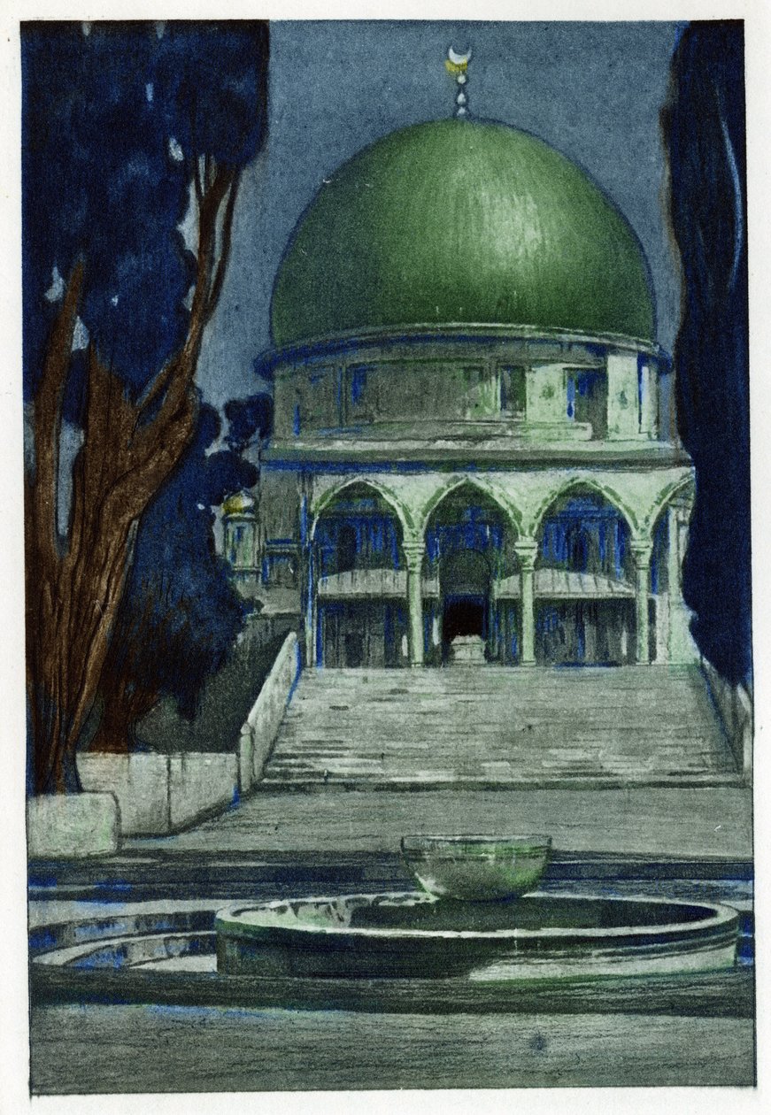 Meczet Al-Aksa w Jerozolimie. Grawerowanie Manuela Orazzi (1860-1934), w „Prospekcie Jerozolimy”, Paryż autorstwa Manuel Orazi